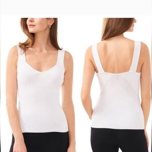 Halogen White Ribbed Women's Top. EUC Size Large.  Worn Once.